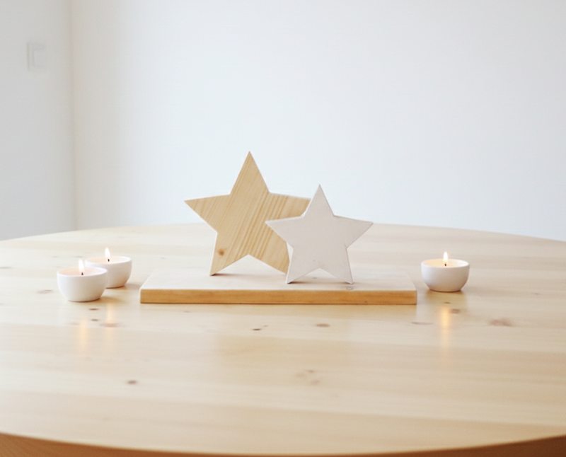 centro de mesa estrellas madera