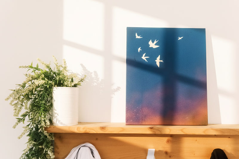 cuadro madera decorativo golodrinas