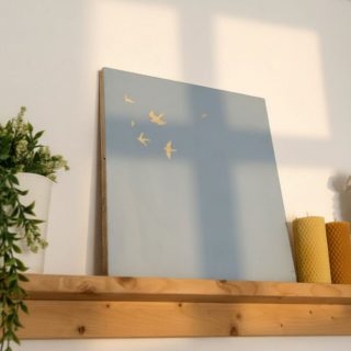 cuadro deco madera azul