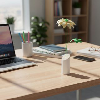 jarrón madera en blanco para regalar con flor