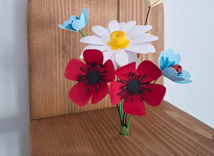 balda madera flores de papel